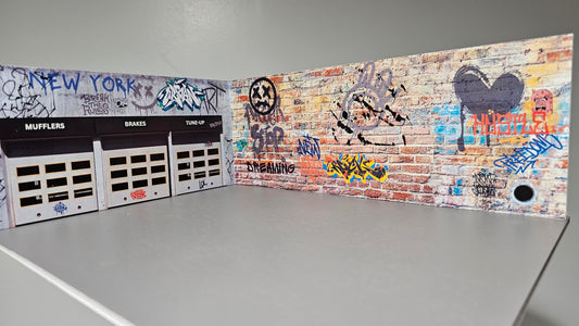 1/64 Hand Made Garage Entrance and Graffiti Wall Diorama
