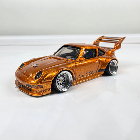 Custom Hotwheels Porsche RWB  Orange Diecast Car 1:64