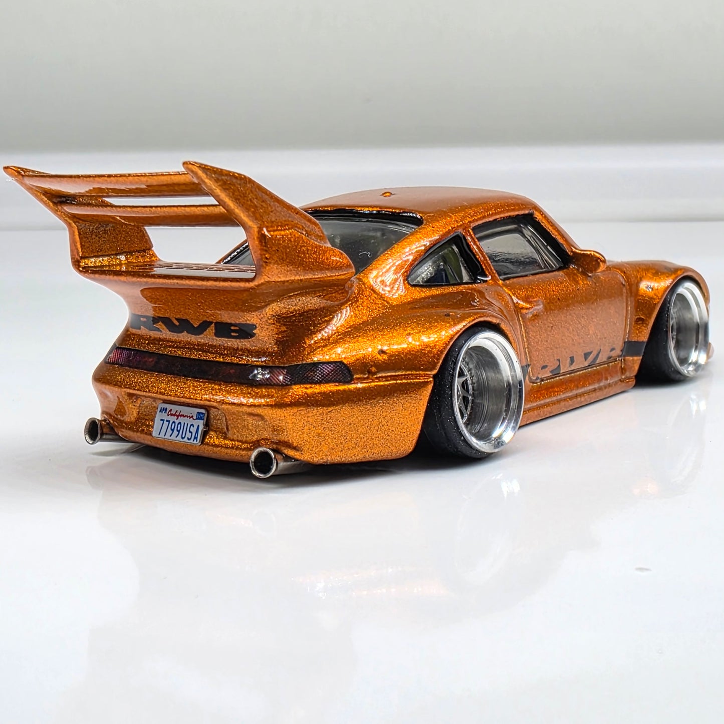 Custom Hotwheels Porsche RWB  Orange Diecast Car 1:64